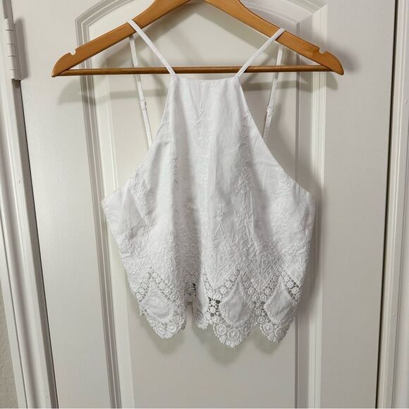Kendall & Kylie White Lace Halter Top Size Small - Picture 1 of 3
